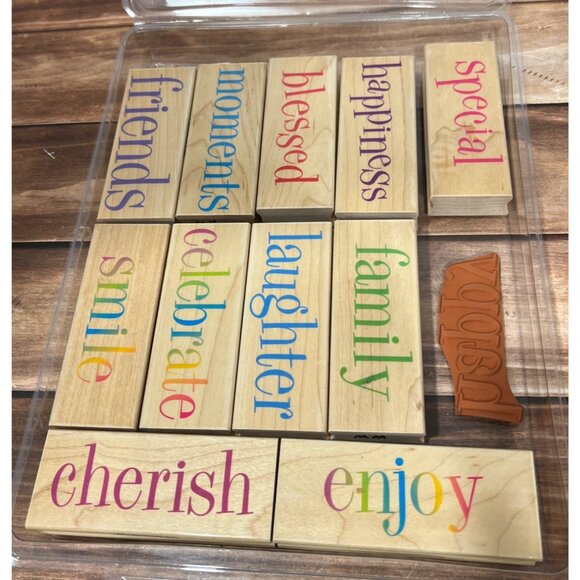 SET OF 12 HERO ARTS MEDIUM / LARGE SENTIMENT STAMPS EXCELLENT SHAPE - Picture 2 of 5